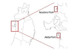 Location of Akita Offshore Wind farm in Japan Marubeni OWF Japan